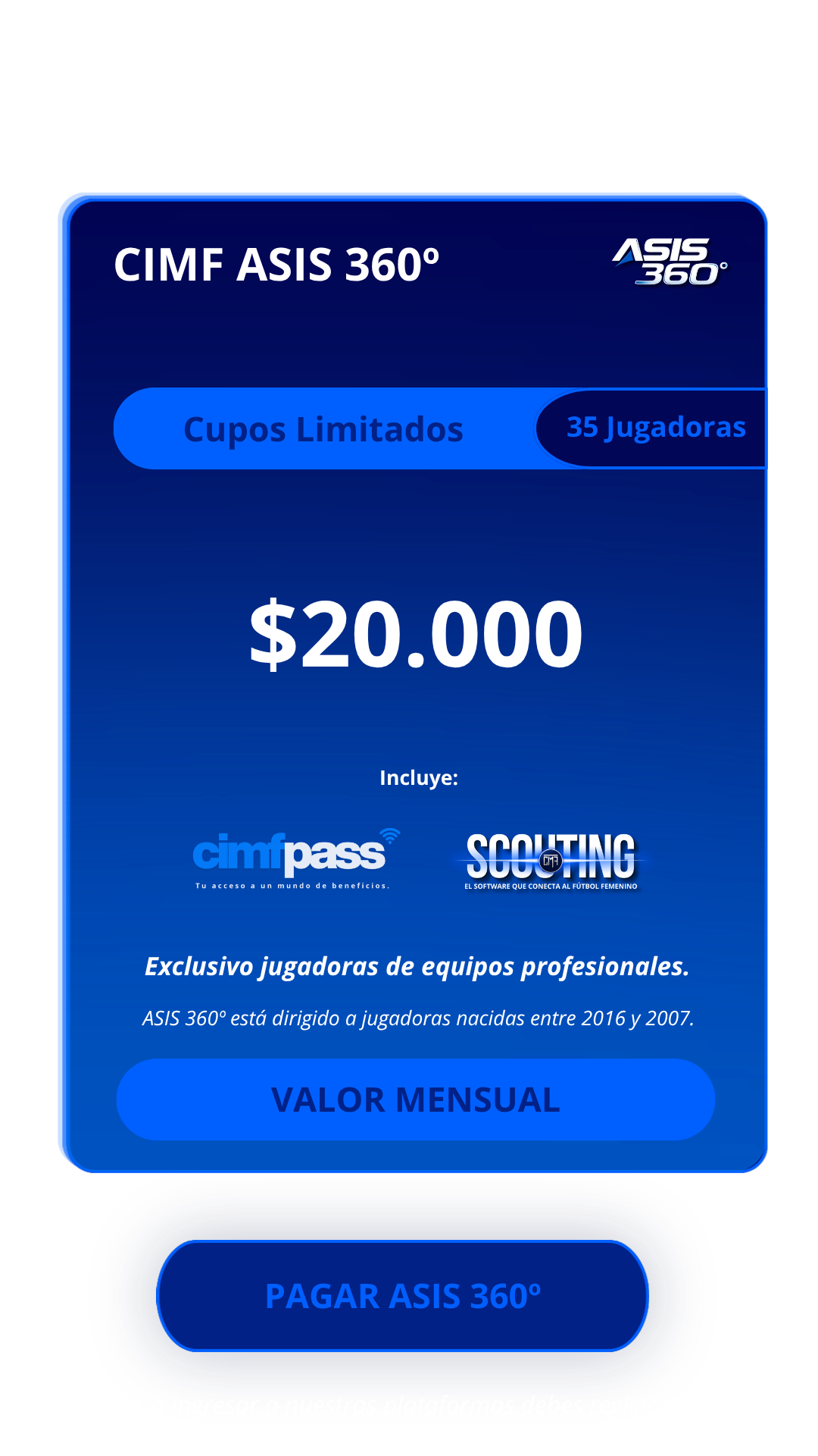 CIMF ASIS 360° valor mensual · 35 jugadoras