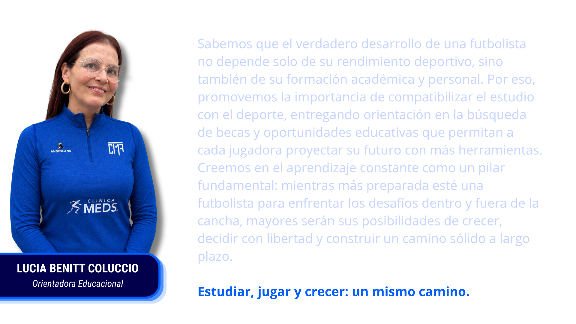 Lucía Benitt Coluccio, orientadora educacional de CIMF Academy