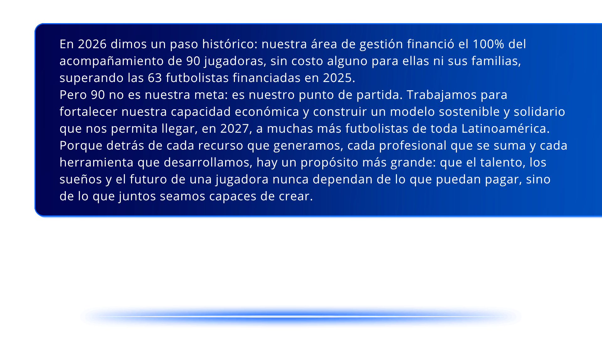 Financiamiento del acompañamiento de jugadoras en 2026