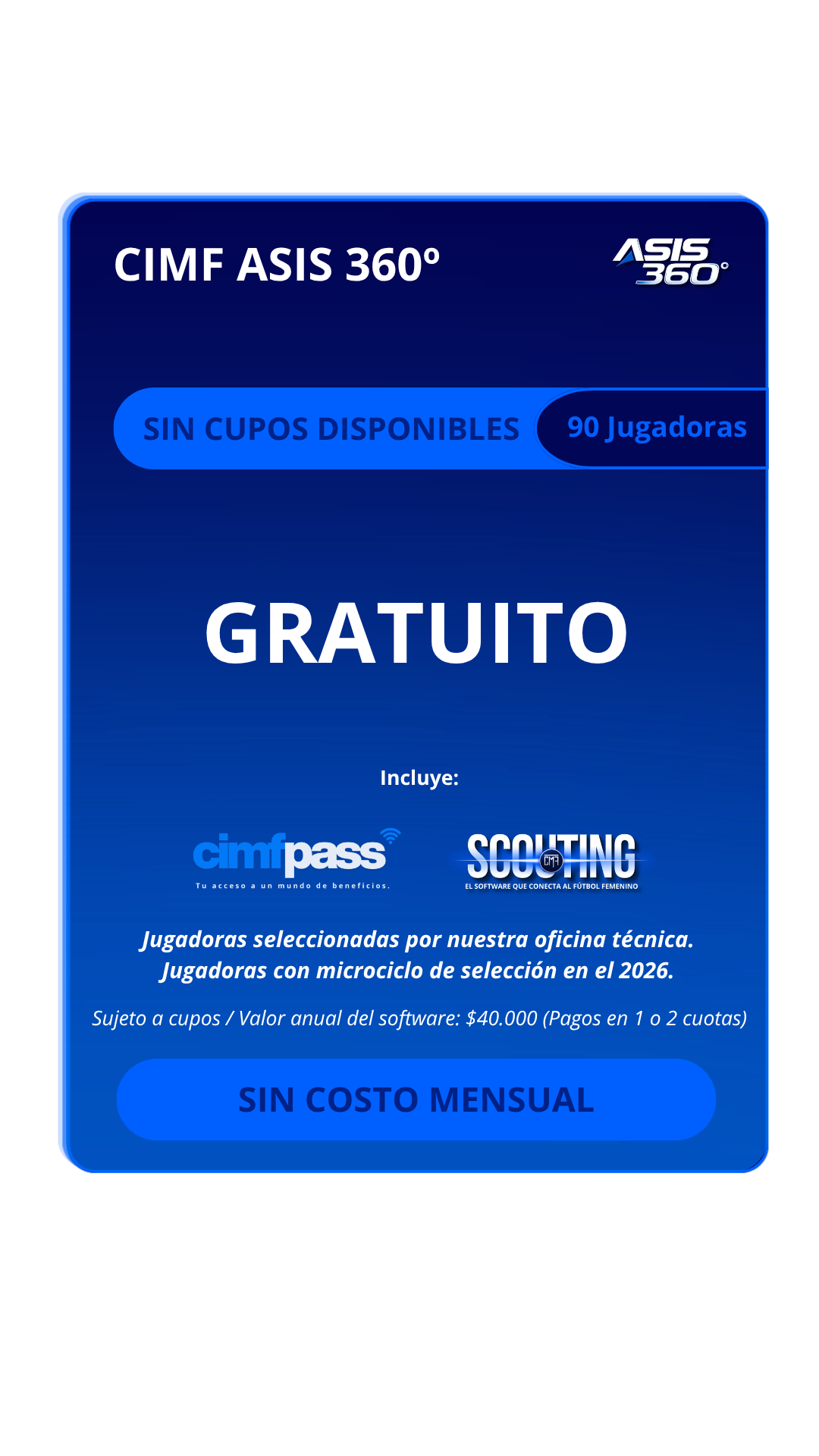 CIMF ASIS 360° gratuito para jugadoras becadas · 90 jugadoras
