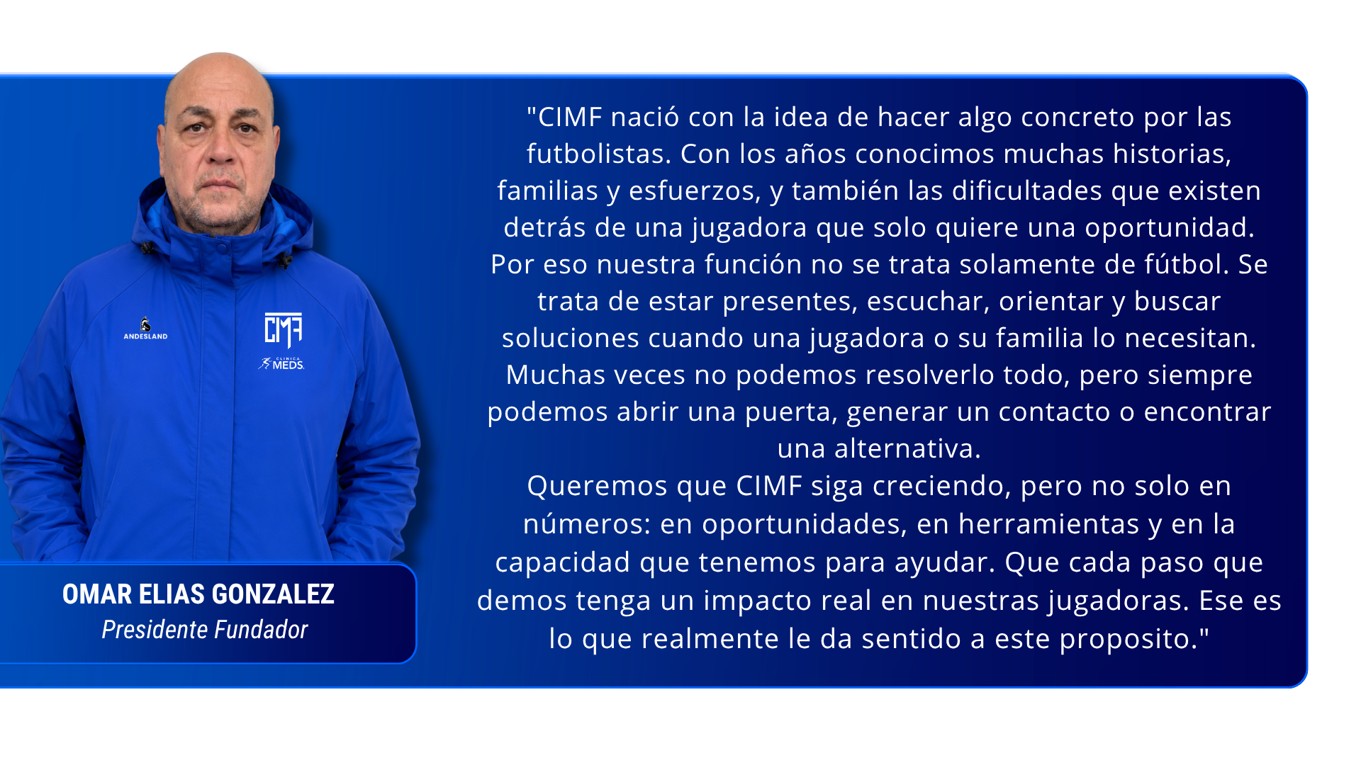 Omar Elias Gonzalez, presidente fundador de CIMF: mensaje sobre el propósito de la corporación