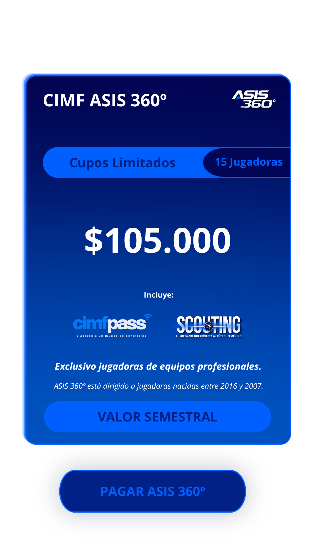 CIMF ASIS 360° valor semestral · 15 jugadoras