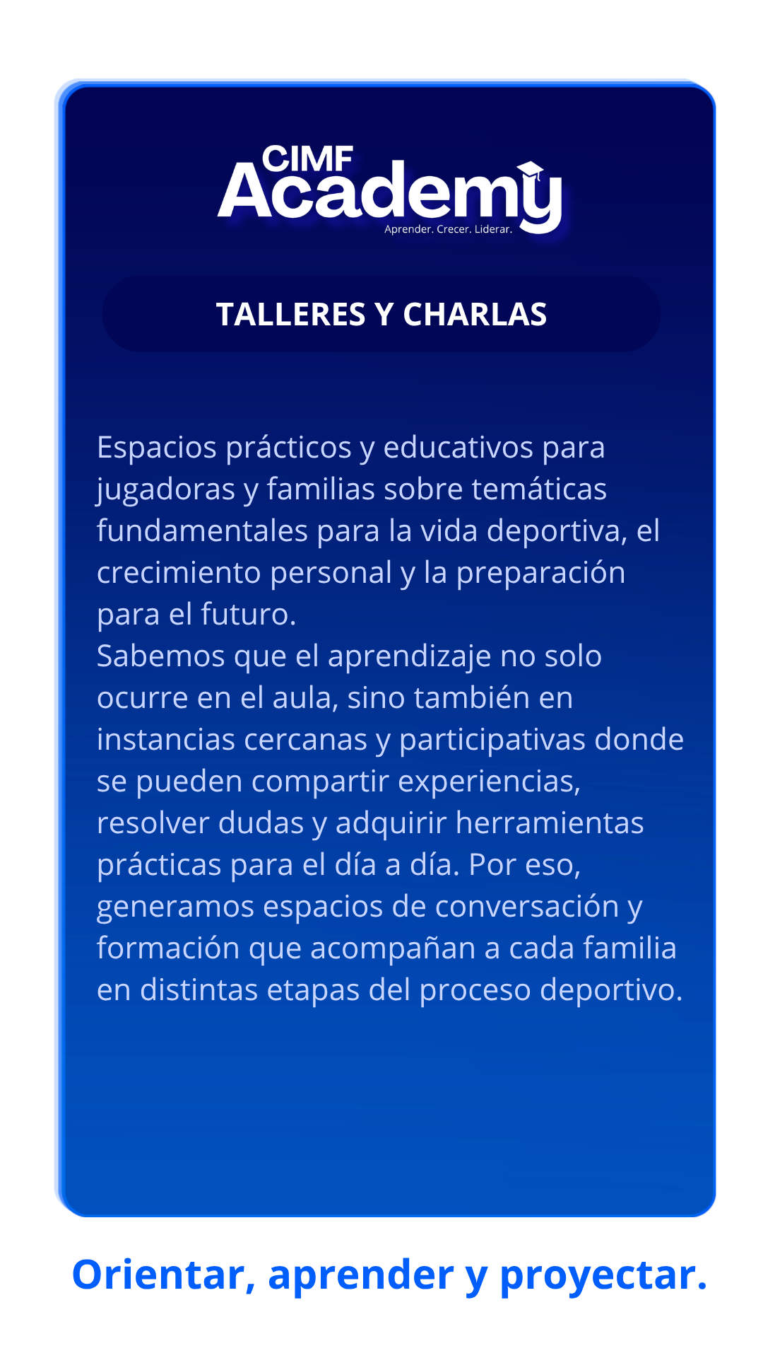 CIMF Academy — Talleres y charlas para jugadoras y familias